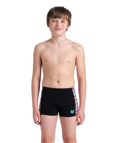 BOYS ARENA ONDULATION SWIM SHORT/BLACK-MULTI VIOLET ERKEK ÇOCUK MAYOSU