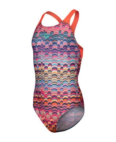 GIRLS ARENA ONDULATION SWIMSUIT SWIM PRO BACK/MULTI VIOLET-BRIGHT CORAL KIZ ÇOCUK MAYOSU