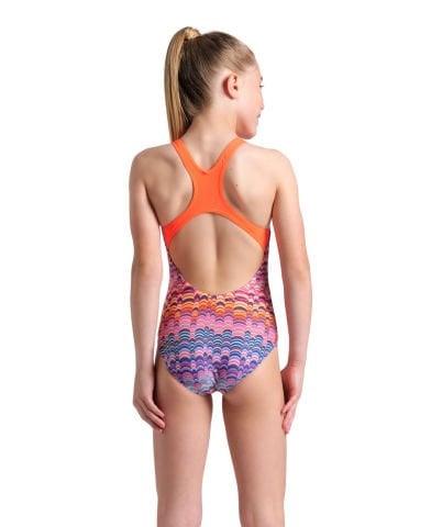 GIRLS ARENA ONDULATION SWIMSUIT SWIM PRO BACK/MULTI VIOLET-BRIGHT CORAL KIZ ÇOCUK MAYOSU