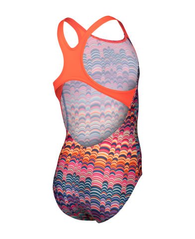 GIRLS ARENA ONDULATION SWIMSUIT SWIM PRO BACK/MULTI VIOLET-BRIGHT CORAL KIZ ÇOCUK MAYOSU