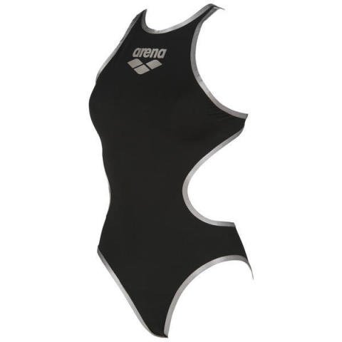 W ARENA ONE BIGLOGO KADIN YÜZÜCÜ MAYOSU / BLACK SİLVER (  F32/12-13, F34/14-15 YAŞ KARŞILIĞIDIR.)