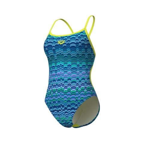 WOMENS ARENA ONDULATION SWIMSUIT LACE BACK/MULTI BLUE-SOFT GREEN KADIN MAYOSU