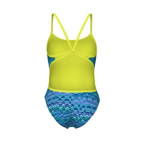 WOMENS ARENA ONDULATION SWIMSUIT LACE BACK/MULTI BLUE-SOFT GREEN KADIN MAYOSU