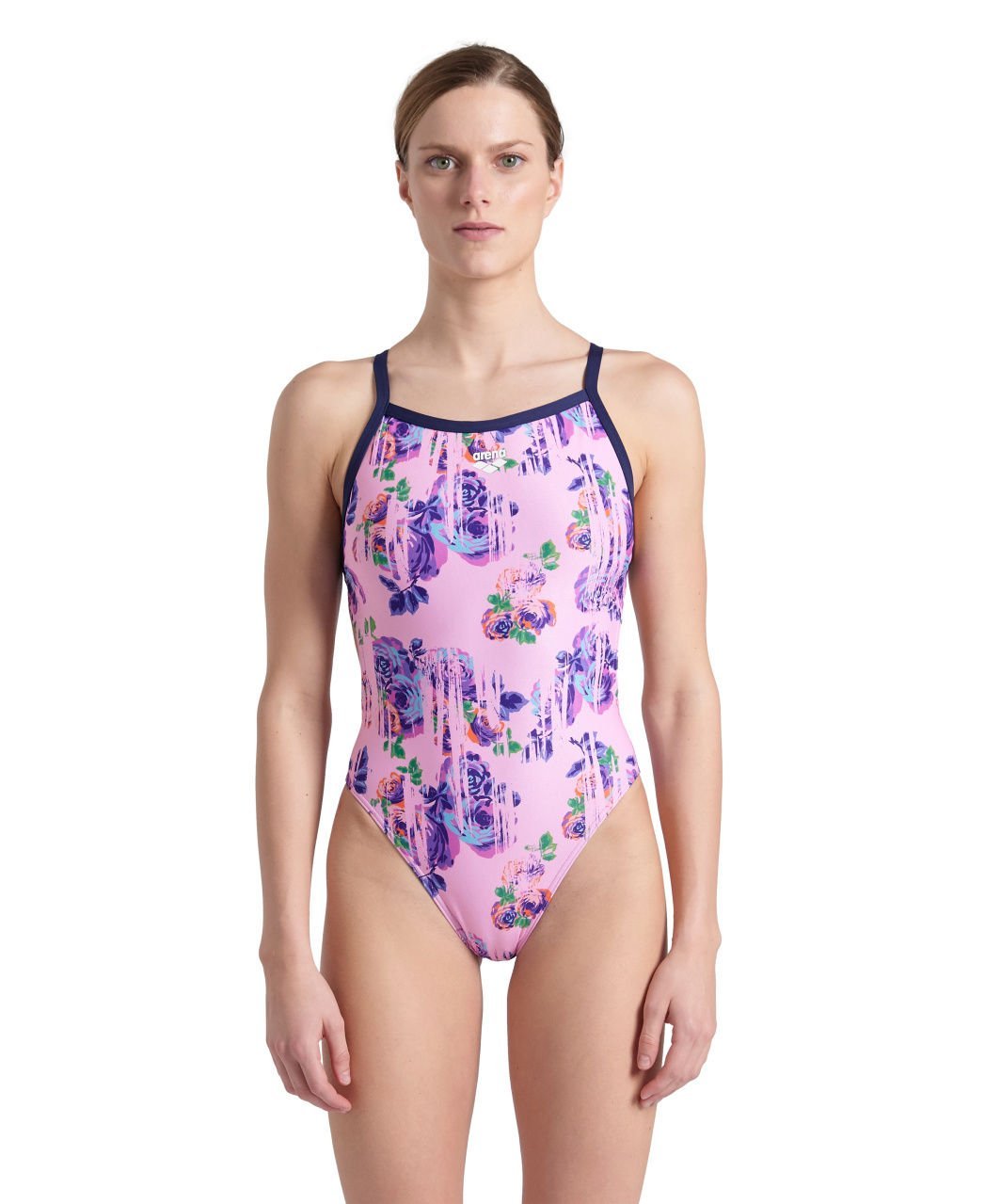 WOMEN'S ARENA ROSE TEXTURE SWIMSUIT XCROSS BACK/ MULTI PINK-NAVY KADIN MAYOSU