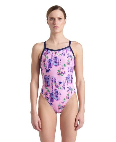 WOMEN'S ARENA ROSE TEXTURE SWIMSUIT XCROSS BACK/ MULTI PINK-NAVY KADIN MAYOSU