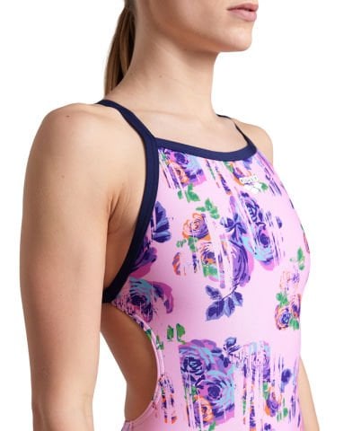 WOMEN'S ARENA ROSE TEXTURE SWIMSUIT XCROSS BACK/ MULTI PINK-NAVY KADIN MAYOSU