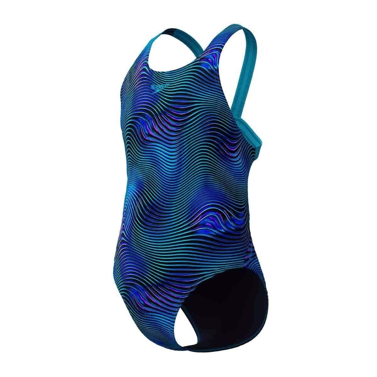Speedo Allover Print Leaderback One Piece - Sapphire/Mayan Blue