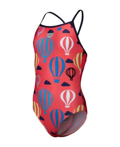 GIRLS ARENA BALL00NS SWIMSUIT LIGHTDROP BACK/BRIGHT CORAL MULTI-NAVY KIZ ÇOCUK MAYOSU