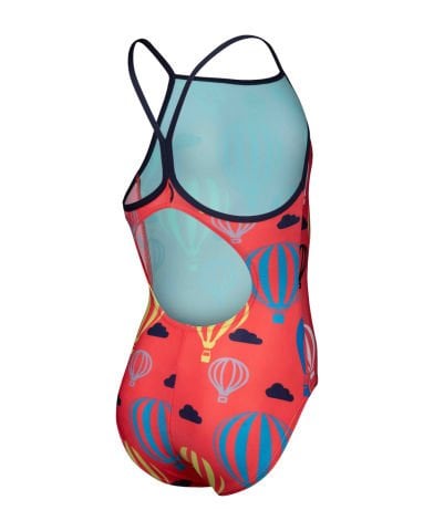 GIRLS ARENA BALL00NS SWIMSUIT LIGHTDROP BACK/BRIGHT CORAL MULTI-NAVY KIZ ÇOCUK MAYOSU