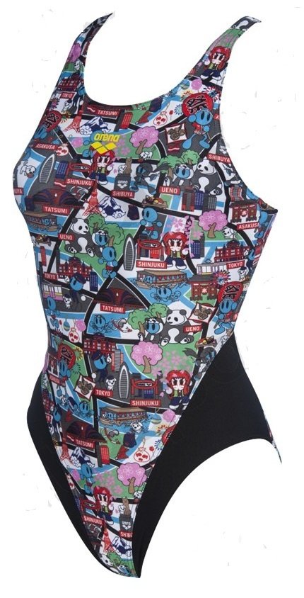 W KUN MAP SWIMTECH BACK KADIN YÜZÜCÜ MAYOSU/ BLACK-MULTI ( F32/12-13, F34/14-15 YAS KARŞILIĞIDIR.)