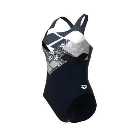 WOMEN'S ARENA LOGO KIKKO SWIMSUIT CONTROLPRO LOW/BLACK-WHITE KADIN MAYOSU