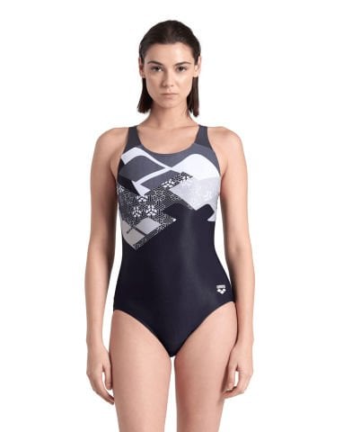 WOMEN'S ARENA LOGO KIKKO SWIMSUIT CONTROLPRO LOW/BLACK-WHITE KADIN MAYOSU