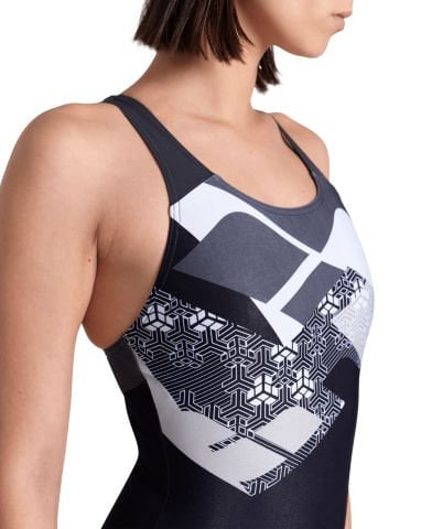 WOMEN'S ARENA LOGO KIKKO SWIMSUIT CONTROLPRO LOW/BLACK-WHITE KADIN MAYOSU