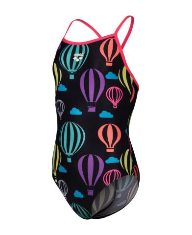 GIRLS ARENA BALL00NS SWIMSUIT LIGHTDROP BACK/BLACK MULTI-SHOCKING PINK KIZ ÇOCUK MAYOSU