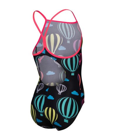 GIRLS ARENA BALL00NS SWIMSUIT LIGHTDROP BACK/BLACK MULTI-SHOCKING PINK KIZ ÇOCUK MAYOSU