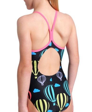 GIRLS ARENA BALL00NS SWIMSUIT LIGHTDROP BACK/BLACK MULTI-SHOCKING PINK KIZ ÇOCUK MAYOSU