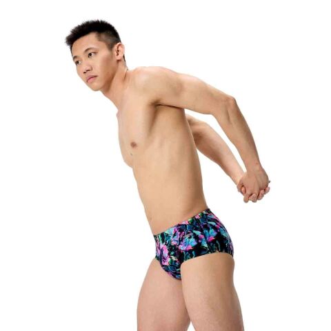 Speedo Mens ML Printed 13.5cm Brief - Glitchy Garden/Black