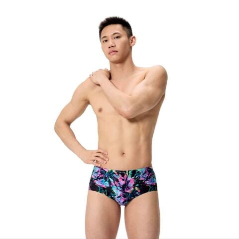Speedo Mens ML Printed 13.5cm Brief - Glitchy Garden/Black