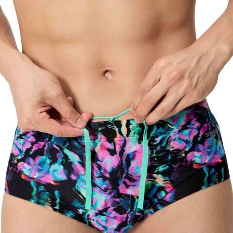 Speedo Mens ML Printed 13.5cm Brief - Glitchy Garden/Black