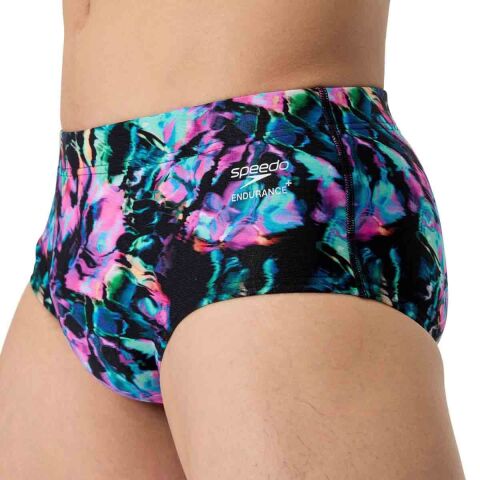 Speedo Mens ML Printed 13.5cm Brief - Glitchy Garden/Black