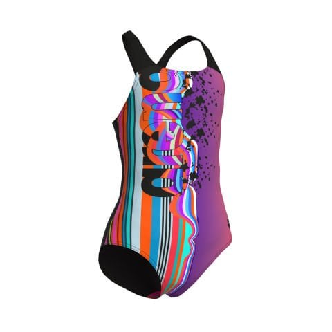 GIRLS ARENA PALLETTE SWIMSUIT SWIM PRO BACK/MULTI SHOCKING PINK-BLACK KIZ ÇOCUK MAYOSU