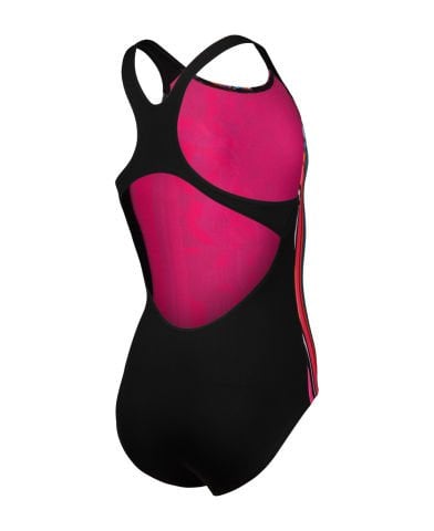 GIRLS ARENA PALLETTE SWIMSUIT SWIM PRO BACK/MULTI SHOCKING PINK-BLACK KIZ ÇOCUK MAYOSU