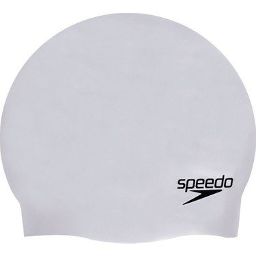 SPEEDO JUNIOR PLAIN MOULDED SILICONE CAP / WHITE