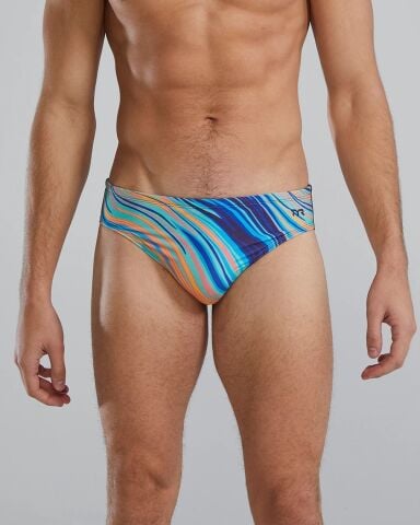 TYR Men's Brief Swimsuit - RIPTIDAL/TEAL ORANGE erkek mayosu