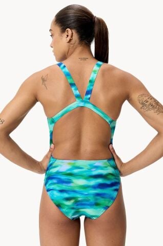 Speedo Allover Print Leaderback One Piece - Sunset