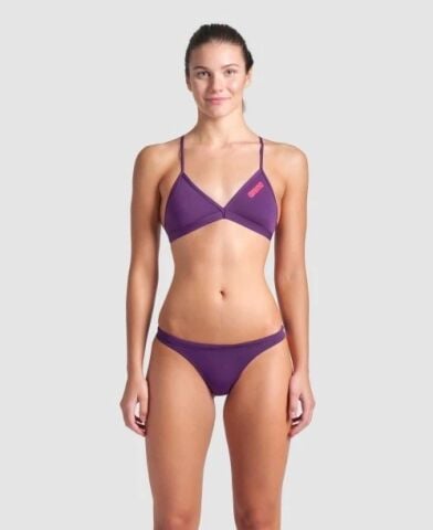 WOMENS TEAM SWIM TOP TIE BACK SOLID/PLUM-BRIGHT CORAL BİKİNİ ÜSTÜ