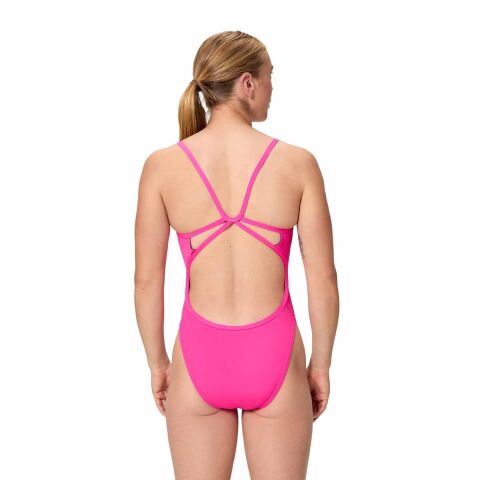 Speedo Womens FL Solid Web Back Swimsuit - Punchy Pink