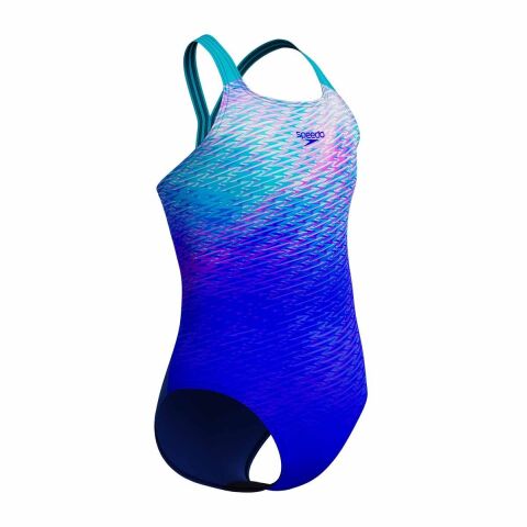 Speedo Girls Digital Placement Powerback Swimsuit - Deep Sapphire/Mayan Blue