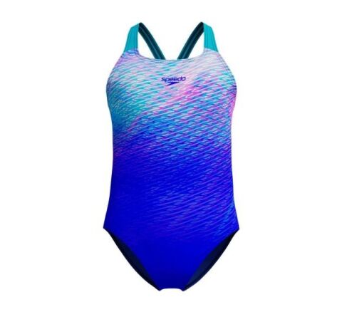 Speedo Girls Digital Placement Powerback Swimsuit - Deep Sapphire/Mayan Blue