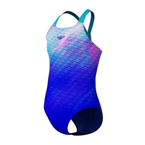Speedo Girls Digital Placement Powerback Swimsuit - Deep Sapphire/Mayan Blue