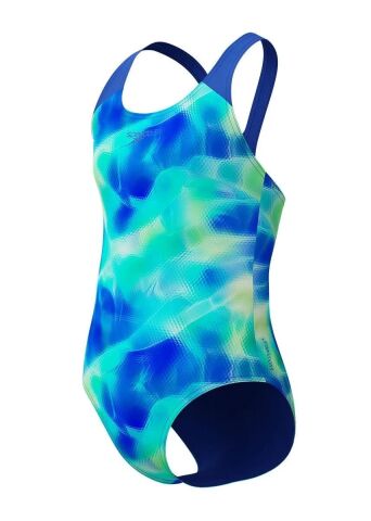 Speedo Kız Çocuk Dijital Desenli Mayo - Maya Mavisi / Koyu Safir