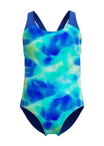 Speedo Kız Çocuk Dijital Desenli Mayo - Maya Mavisi / Koyu Safir