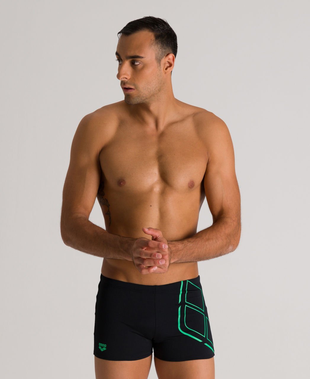 M ESSENTIALS SHORT ERKEK YÜZÜCÜ MAYOSU /  BLACK GOLF GREEN