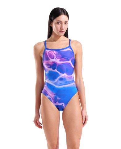 W Arena Earth Swimsuit Challange Back Neon Blue Multi