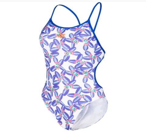 W SWIMSUIT LACEBACK ALLOVER KADIN YÜZÜCÜ MAYOSU/NEON BLUE-MULTI   (F30/10-11, F32/12-13, F34/14-15 YAŞ KARŞILIĞIDIR.)