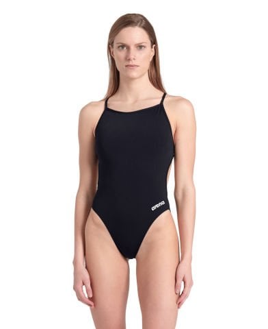 WOMENS SWIMSUIT LACE BACK SOLID KADIN YÜZÜCÜ MAYOSU /BLACK