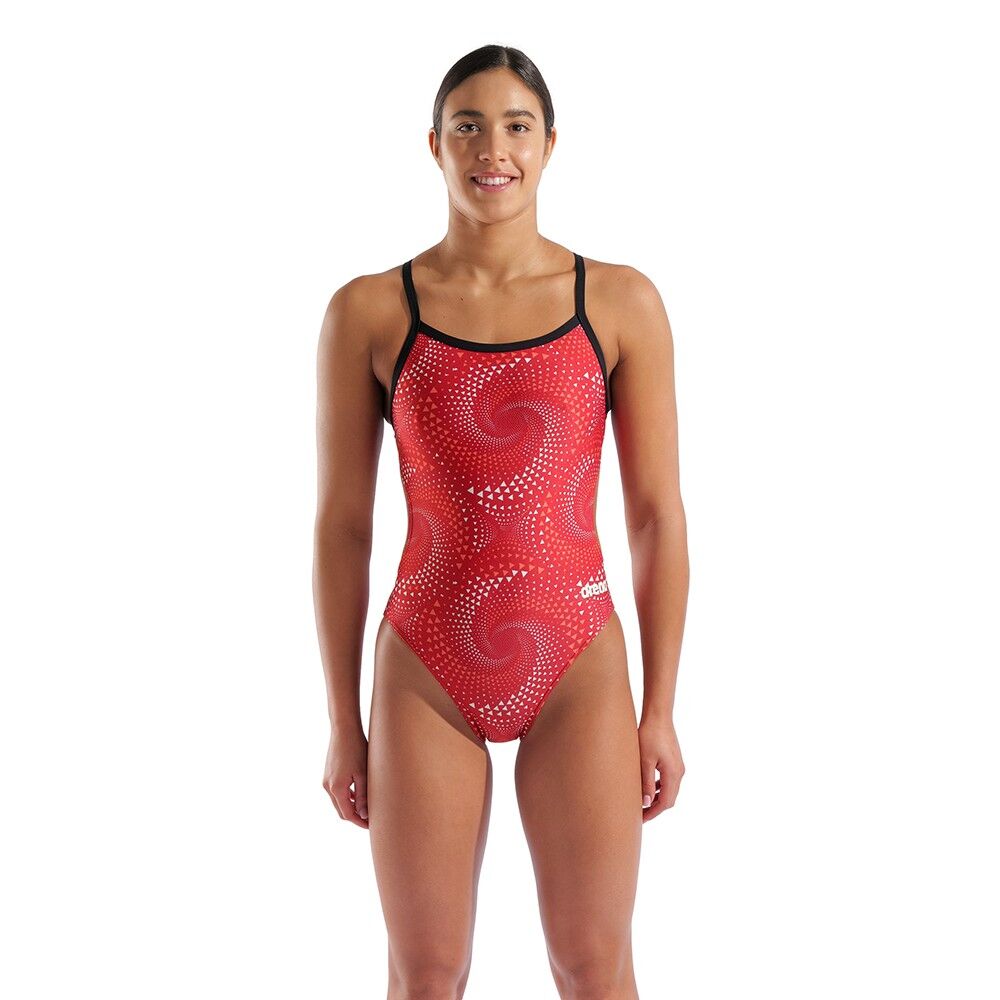 WOMEN'S ARENA FIREFLOW SWIMSUIT CHALLENGE BACK/BLACK TEAM RED