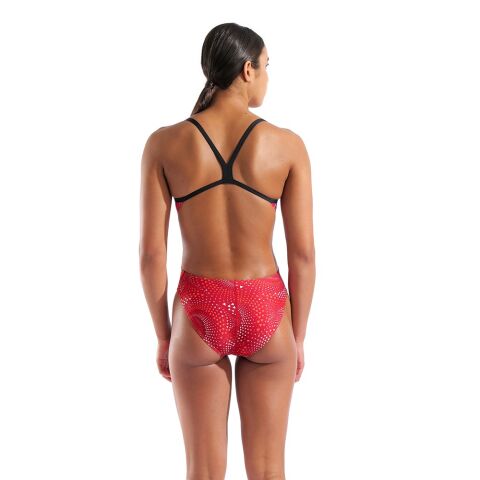 WOMEN'S ARENA FIREFLOW SWIMSUIT CHALLENGE BACK/BLACK TEAM RED