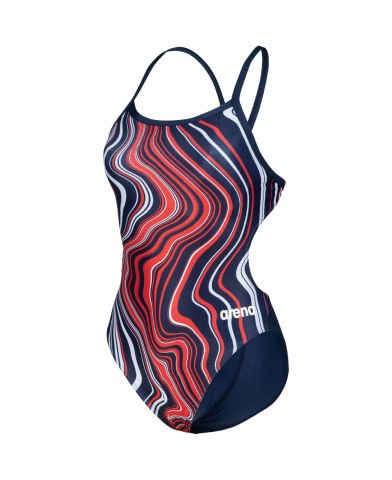 W SWIMSUIT CHALLENGE BACK MARBLED KADIN YÜZÜCÜ MAYOSU/NAVY-RED  (F30/10-11, F32/12-13, F34/14-15 YAŞ KARŞILIĞIDIR.)