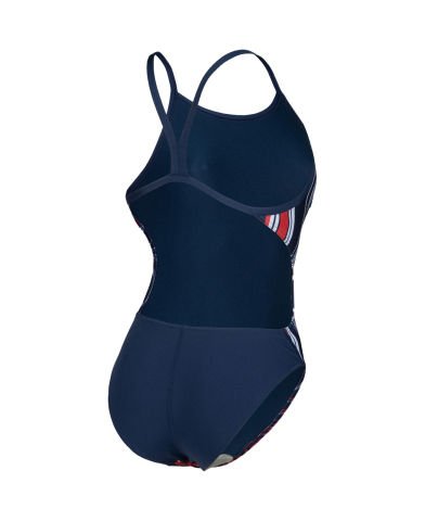 W SWIMSUIT CHALLENGE BACK MARBLED KADIN YÜZÜCÜ MAYOSU/NAVY-RED  (F30/10-11, F32/12-13, F34/14-15 YAŞ KARŞILIĞIDIR.)