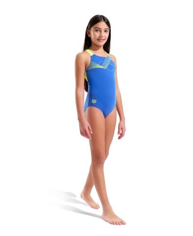 G Arena Vibe Swimsuit Swim Pro Back Royal Arctic Lime Kız Çocuk Mayosu