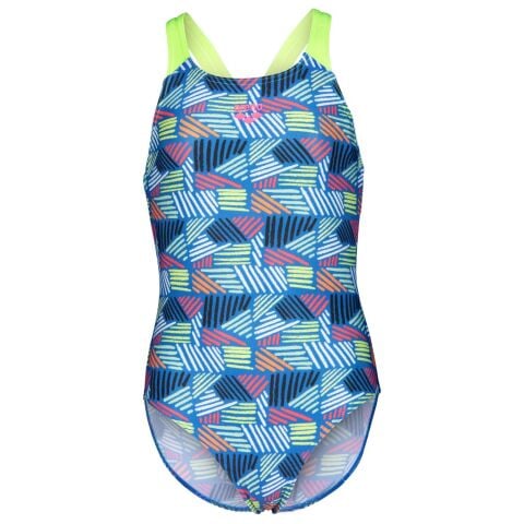 GIRL'S ARENA CANDIES SWIMSUIT SWIM PRO BACK L/NAVY MULTI ARCTIC LIME
