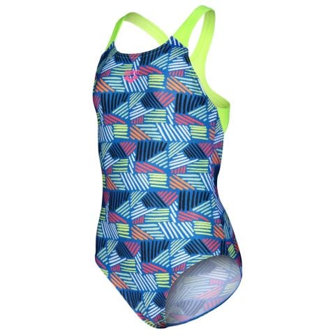 GIRL'S ARENA CANDIES SWIMSUIT SWIM PRO BACK L/NAVY MULTI ARCTIC LIME