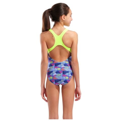 GIRL'S ARENA CANDIES SWIMSUIT SWIM PRO BACK L/NAVY MULTI ARCTIC LIME