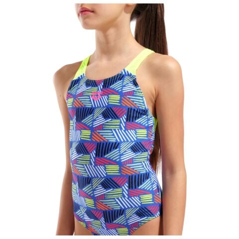 GIRL'S ARENA CANDIES SWIMSUIT SWIM PRO BACK L/NAVY MULTI ARCTIC LIME