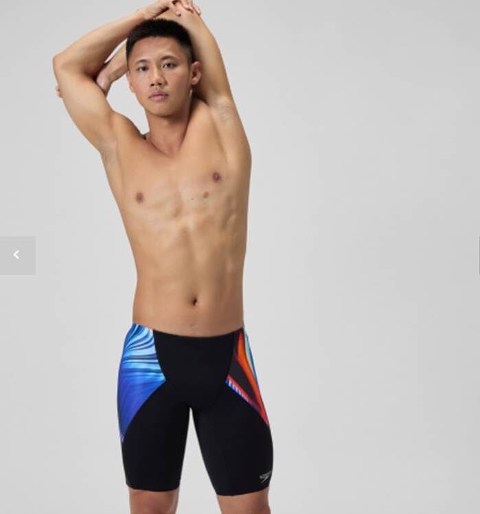 SPEEDO Men's Club Training Printed V-Cut Jammer Navy/Red erkek mayosu